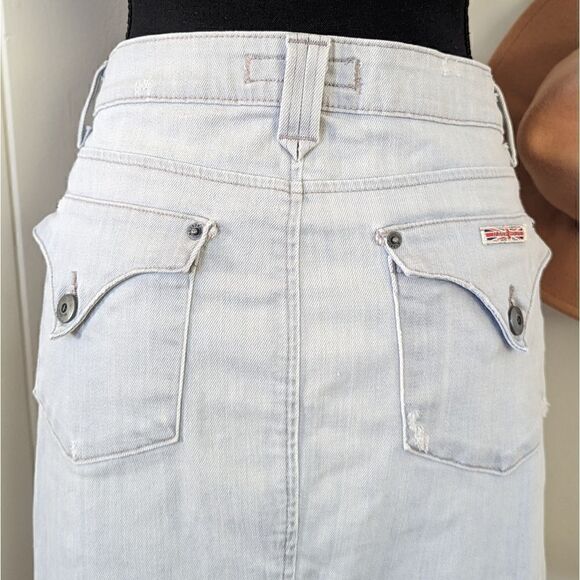Hudson Raw Edge Hem Denim Mini Skirt  29 Coastal Cowgirl Rebel Punk Academia - Picture 10 of 12
